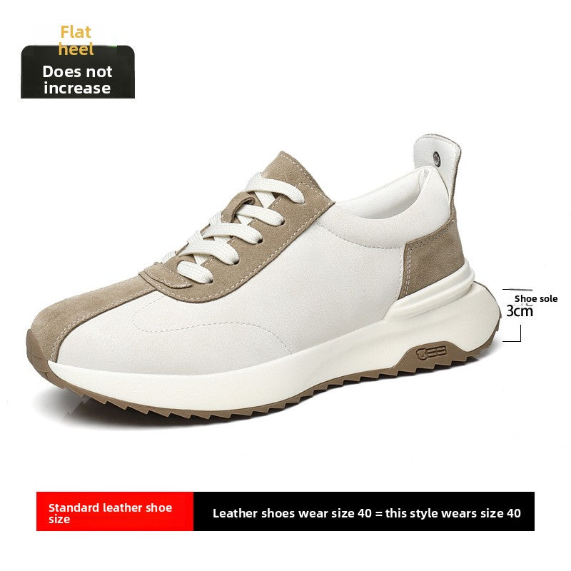 Mens Heightening Leather Sneakers Breathable Casual Shoes