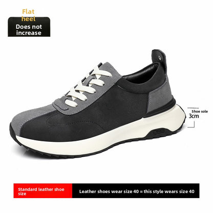 Mens Heightening Leather Sneakers Breathable Casual Shoes