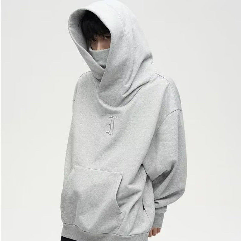 Mens High Collar Hooded Fleece Sweatshirt