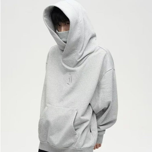 Mens High Collar Hooded Fleece Sweatshirt