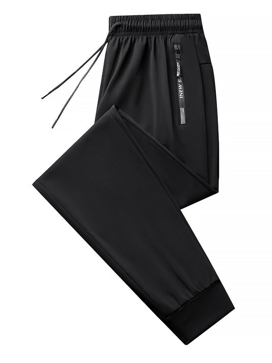 Mens High Elastic Ice Silk Sports Casual Pants