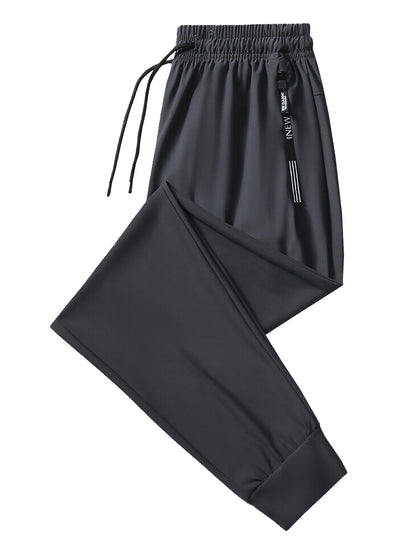 Mens High Elastic Ice Silk Sports Casual Pants