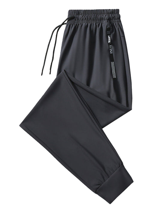 Mens High Elastic Ice Silk Sports Casual Pants