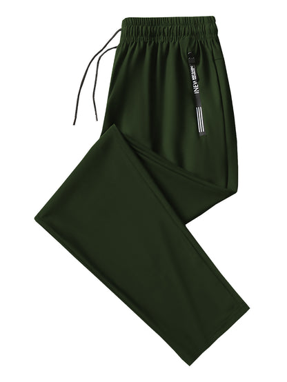 Mens High Elastic Ice Silk Sports Casual Pants