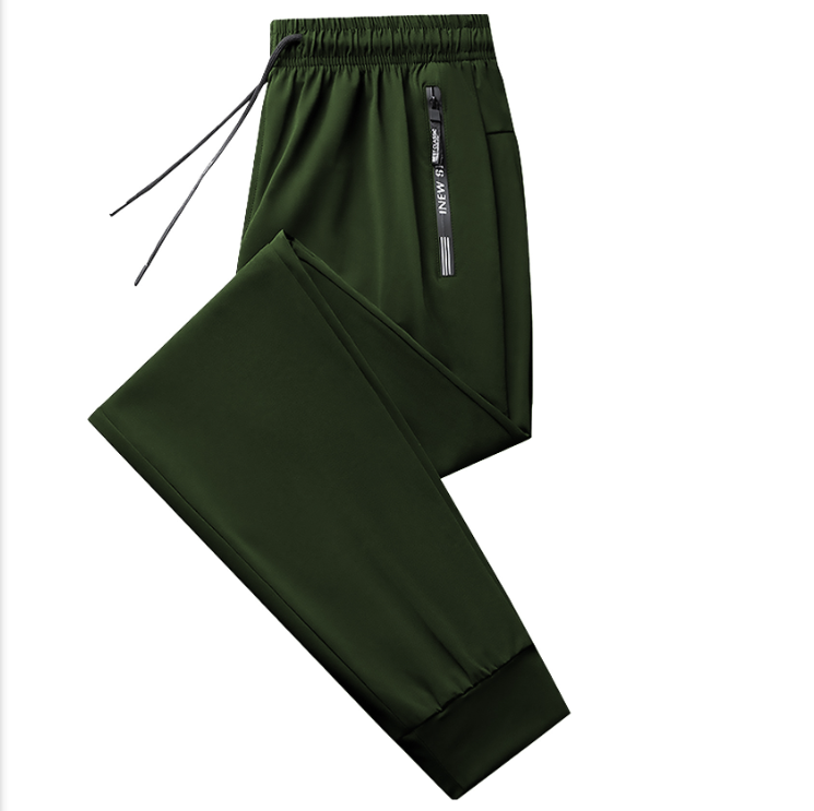 Mens High Elastic Ice Silk Sports Casual Pants