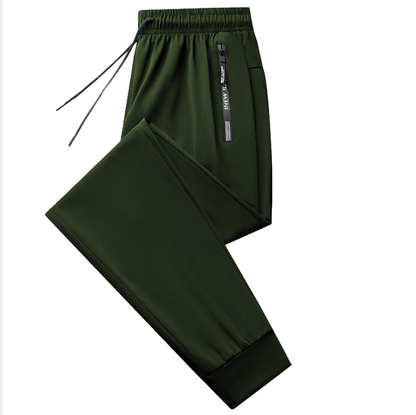 Mens High Elastic Ice Silk Sports Casual Pants