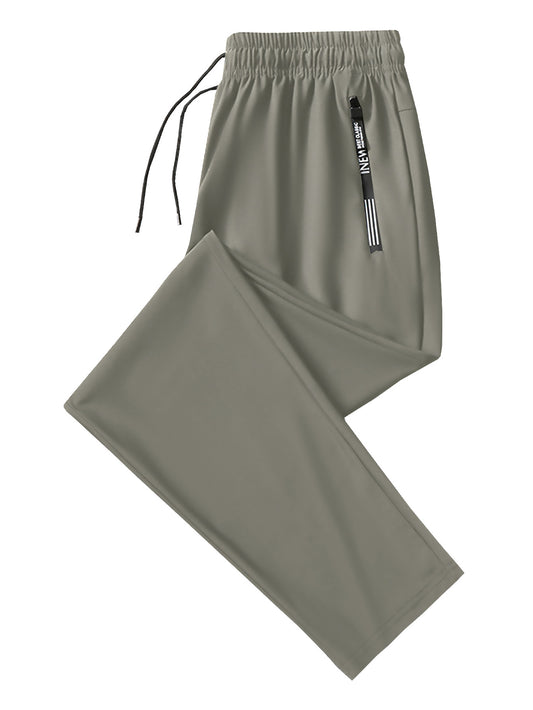 Mens High Elastic Ice Silk Sports Casual Pants