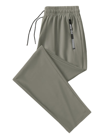 Mens High Elastic Ice Silk Sports Casual Pants