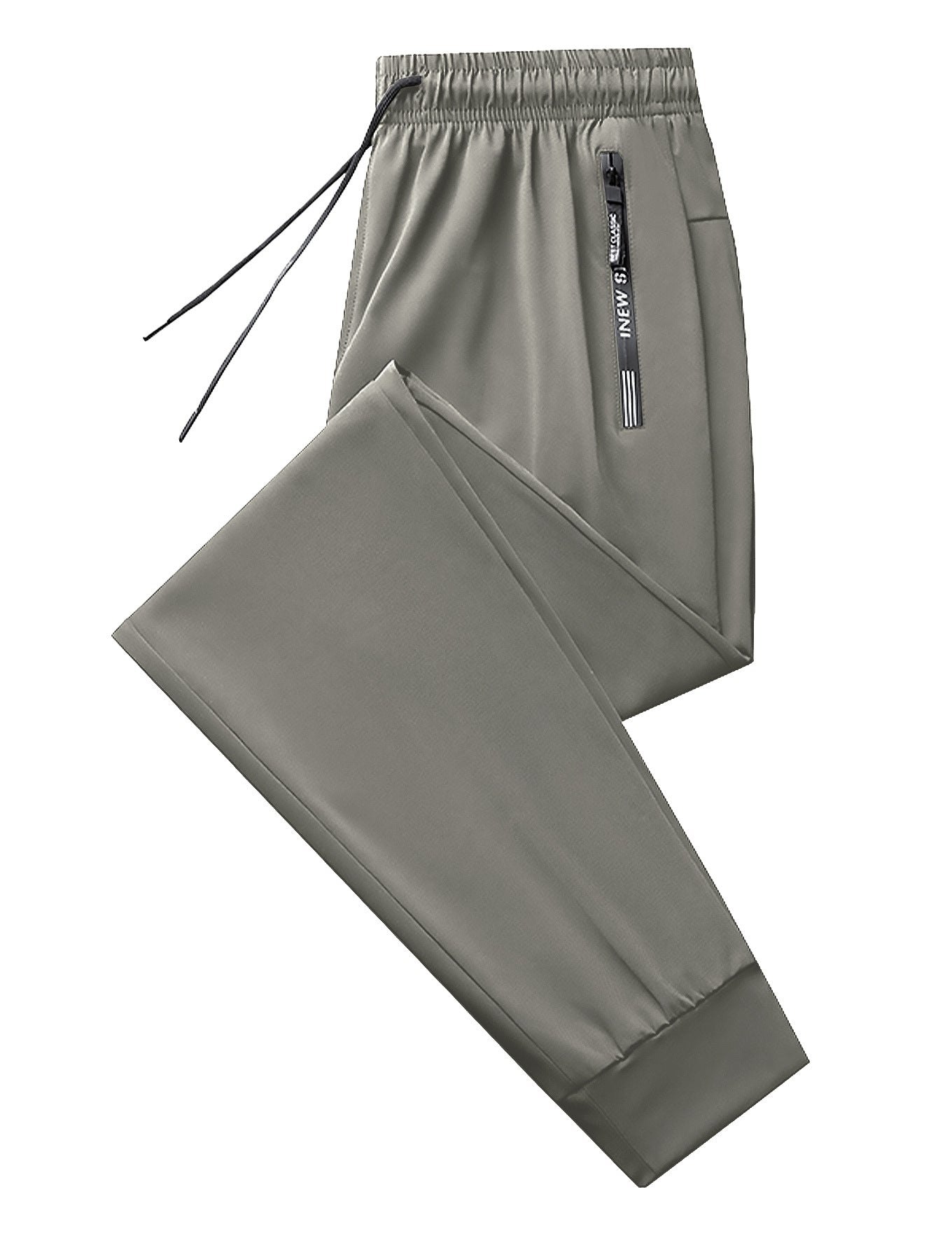 Mens High Elastic Ice Silk Sports Casual Pants