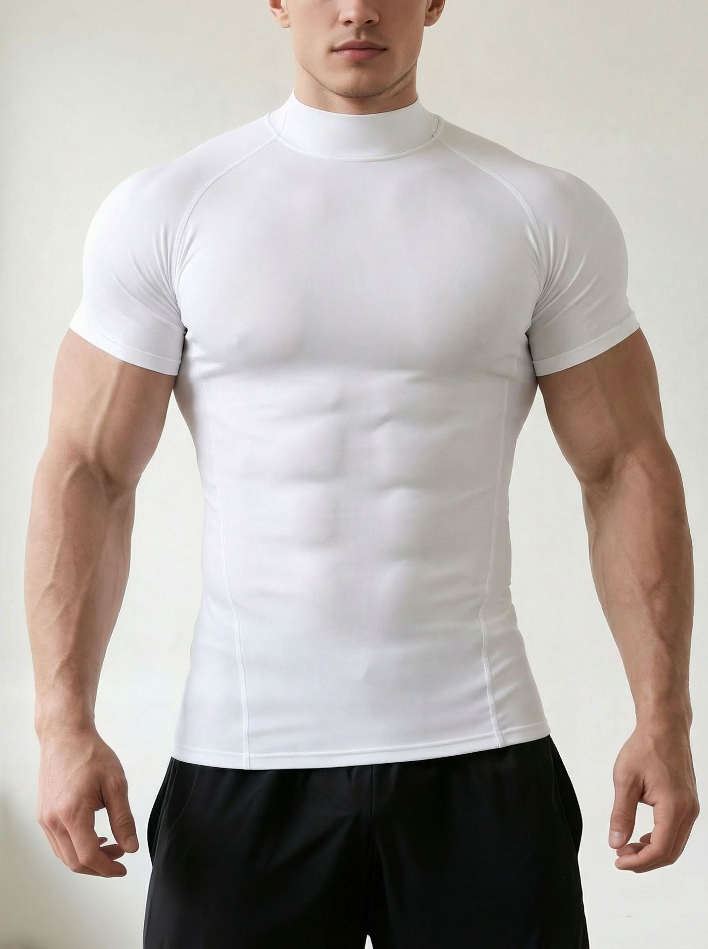 Mens High-Neck Fitness Compression Shirt