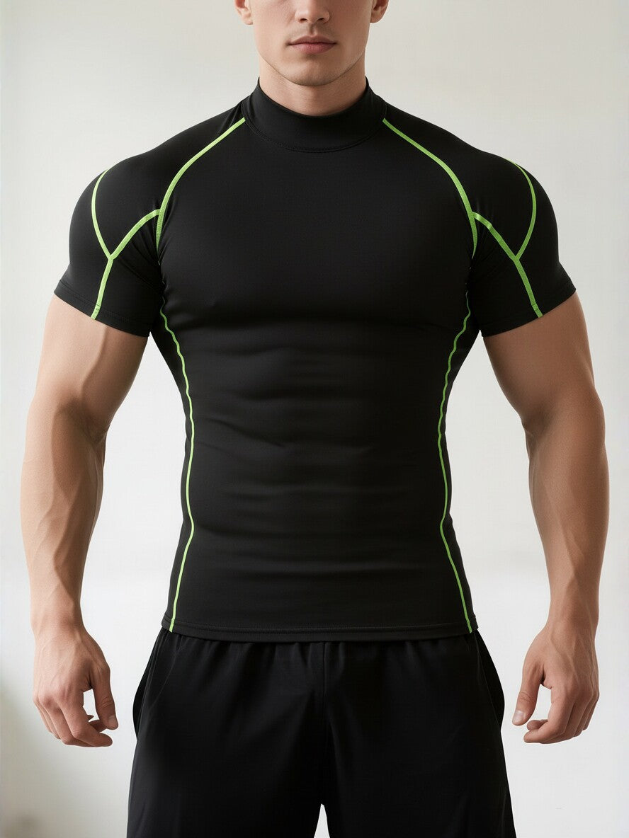 Mens High-Neck Fitness Compression Shirt