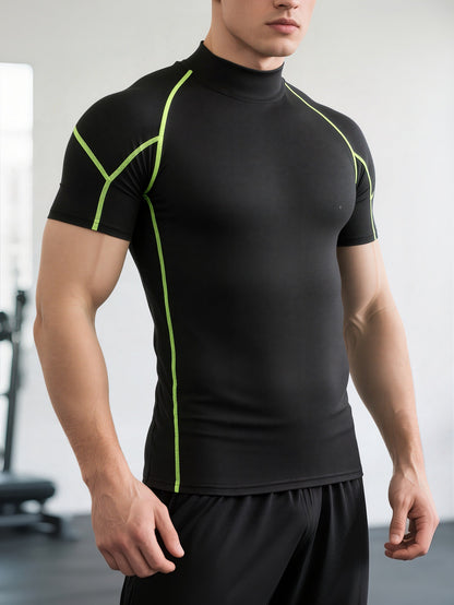 Mens High-Neck Fitness Compression Shirt