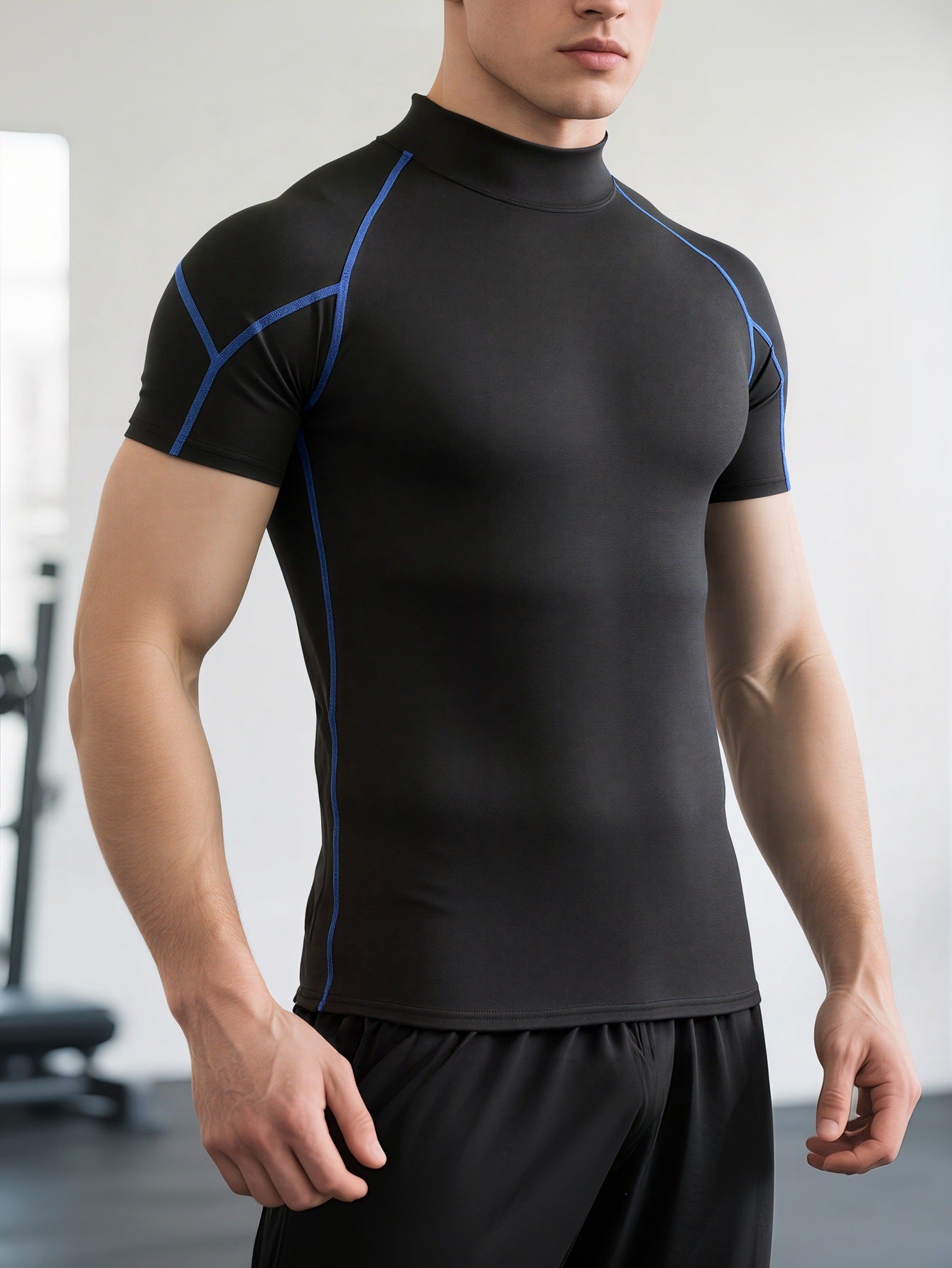 Mens High-Neck Fitness Compression Shirt
