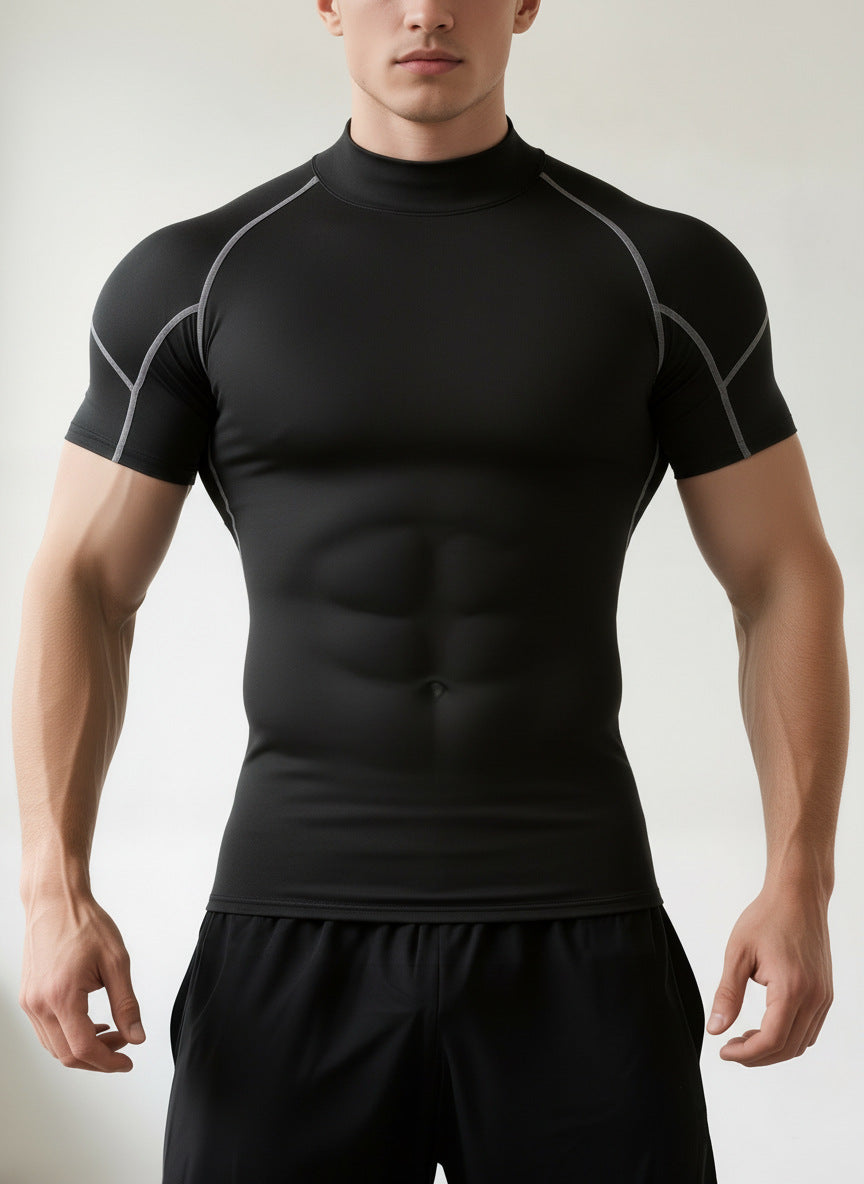 Mens High-Neck Fitness Compression Shirt