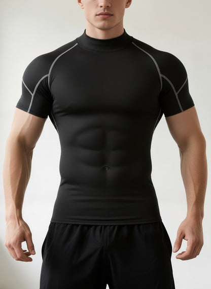 Mens High-Neck Fitness Compression Shirt