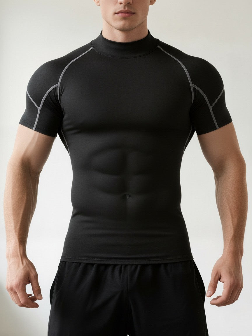 Mens High-Neck Fitness Compression Shirt