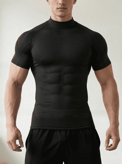 Mens High-Neck Fitness Compression Shirt