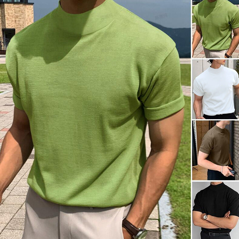 Mens High-Neck Short Sleeve T-Shirt