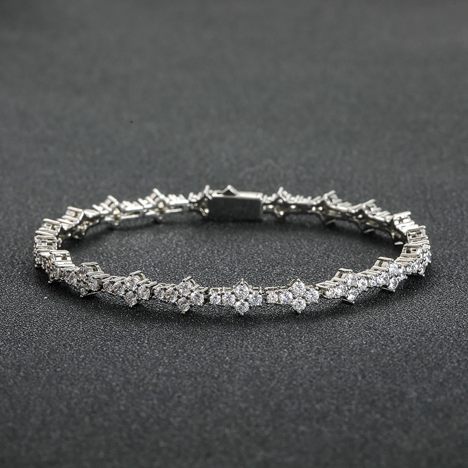 Mens Hip Hop Zircon Tennis Chain Bracelet