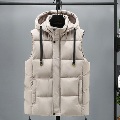 Mens Hooded Cotton Loose Waistcoat