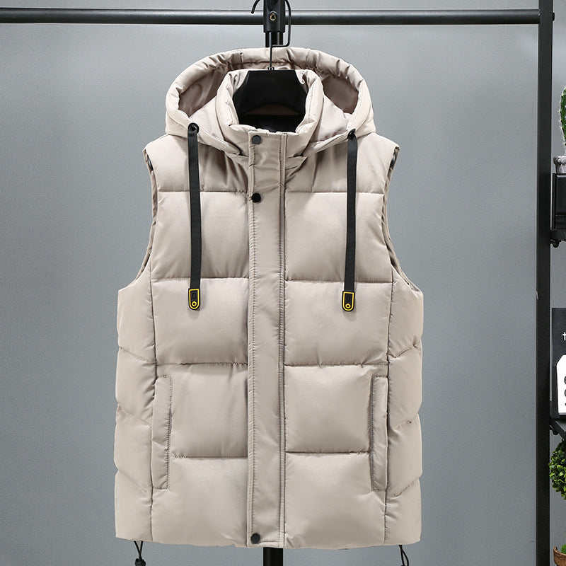 Mens Hooded Cotton Loose Waistcoat