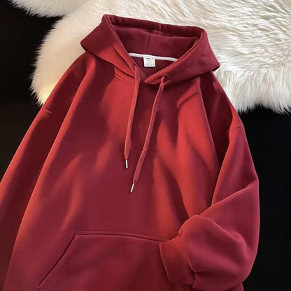 Mens Hooded Fleece Sweatshirt Oversize Casual Pullover