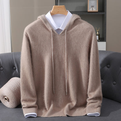 Mens Hooded Knit Sweater Casual Loose Fit