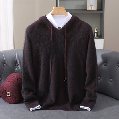 Mens Hooded Knit Sweater Casual Loose Fit