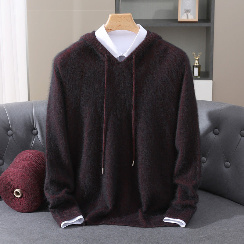 Mens Hooded Knit Sweater Casual Loose Fit