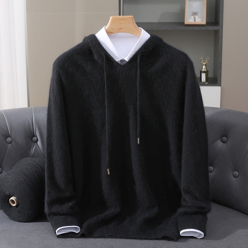Mens Hooded Knit Sweater Casual Loose Fit