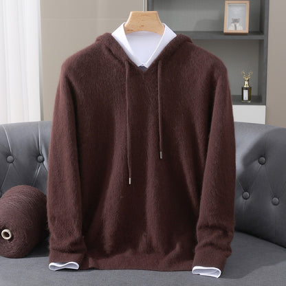 Mens Hooded Knit Sweater Casual Loose Fit