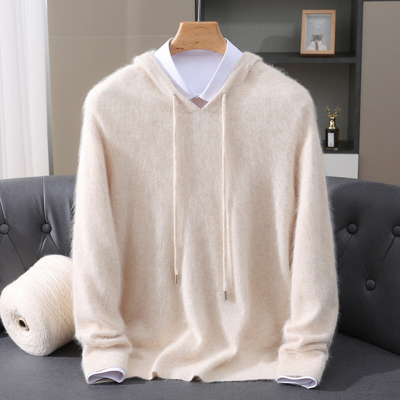 Mens Hooded Knit Sweater Casual Loose Fit