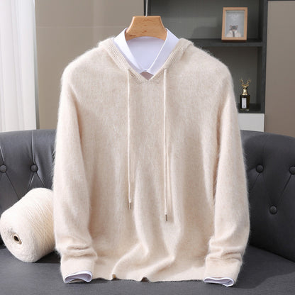 Mens Hooded Knit Sweater Casual Loose Fit