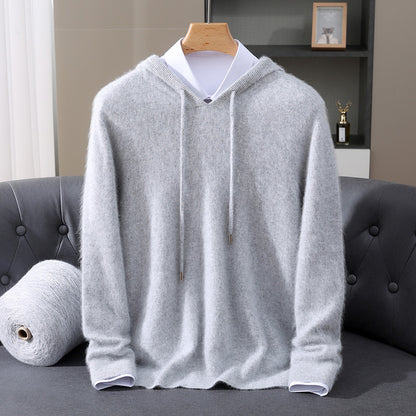 Mens Hooded Knit Sweater Casual Loose Fit