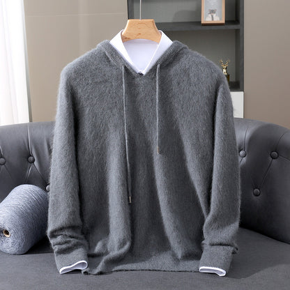 Mens Hooded Knit Sweater Casual Loose Fit