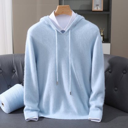 Mens Hooded Knit Sweater Casual Loose Fit