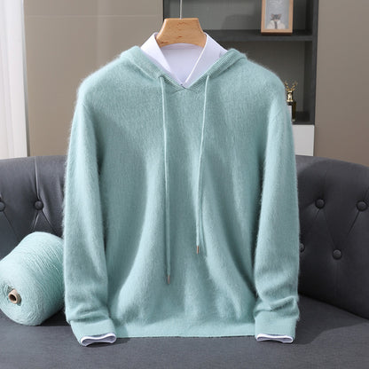 Mens Hooded Knit Sweater Casual Loose Fit