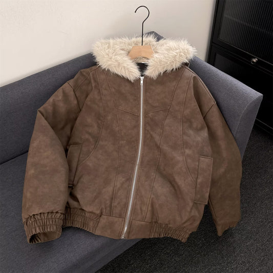Mens Hooded Winter Coat with Fur Collar