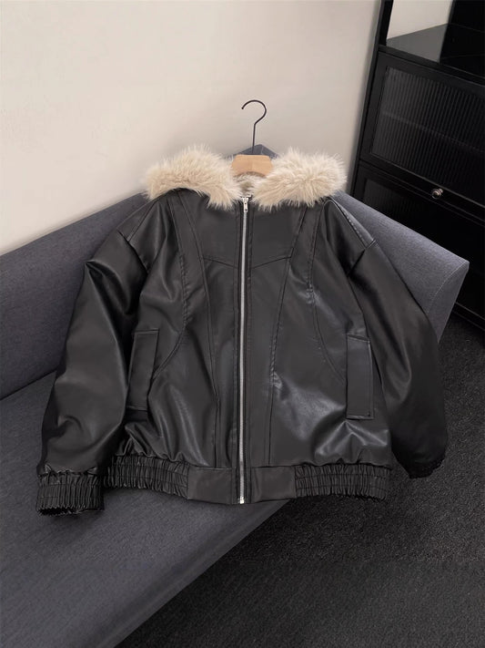 Mens Hooded Winter Coat with Fur Collar