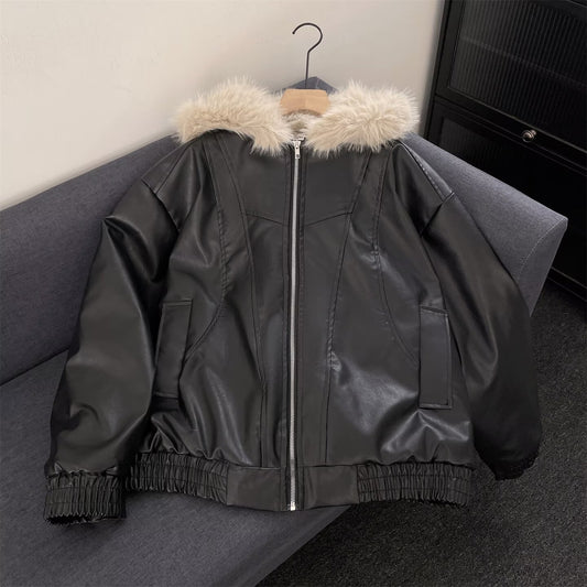 Mens Hooded Winter Coat with Fur Collar