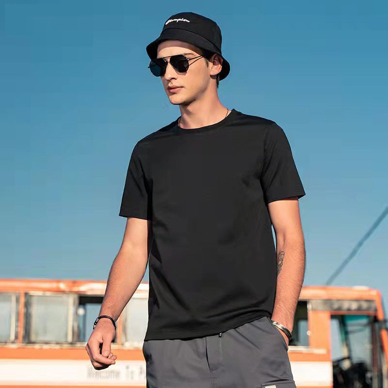 Mens Ice Silk Cotton Short Sleeve T-shirt
