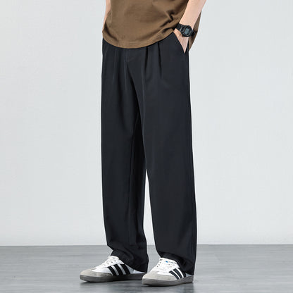 Mens Ice Silk Draped Casual Trousers
