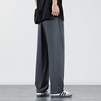 Mens Ice Silk Draped Casual Trousers
