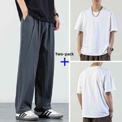 Mens Ice Silk Draped Casual Trousers