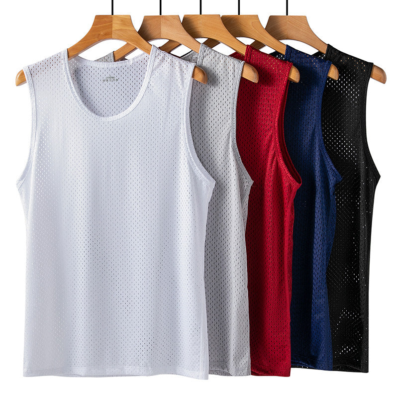 Mens Ice Silk Mesh Fitness Vest