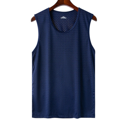 Mens Ice Silk Mesh Fitness Vest