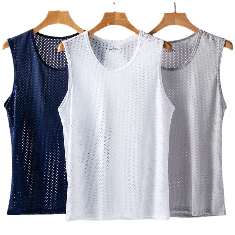 Mens Ice Silk Mesh Fitness Vest