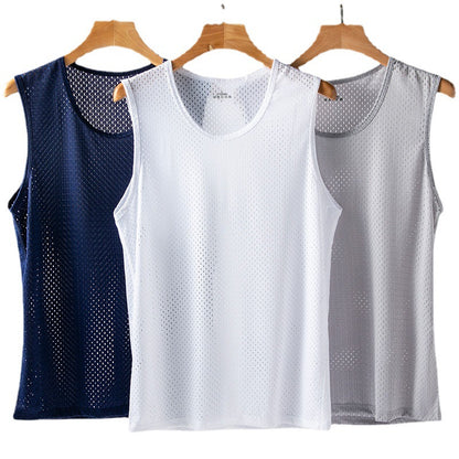 Mens Ice Silk Mesh Fitness Vest