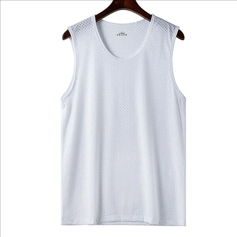 Mens Ice Silk Mesh Vest Quick Dry Sports Sleeveless Shirt