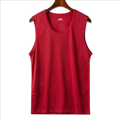 Mens Ice Silk Mesh Vest Quick Dry Sports Sleeveless Shirt